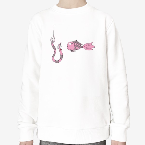 Свитшот &laquo;Розовая рыбка на рыбалке. &raquo;