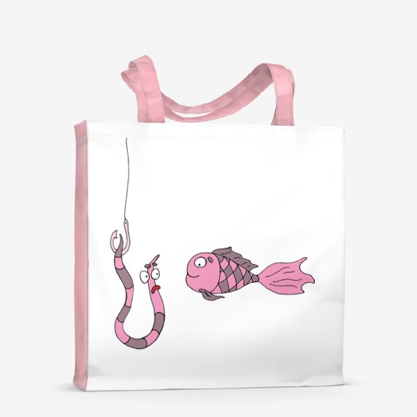 Сумка-шоппер «Розовая рыбка на рыбалке. »