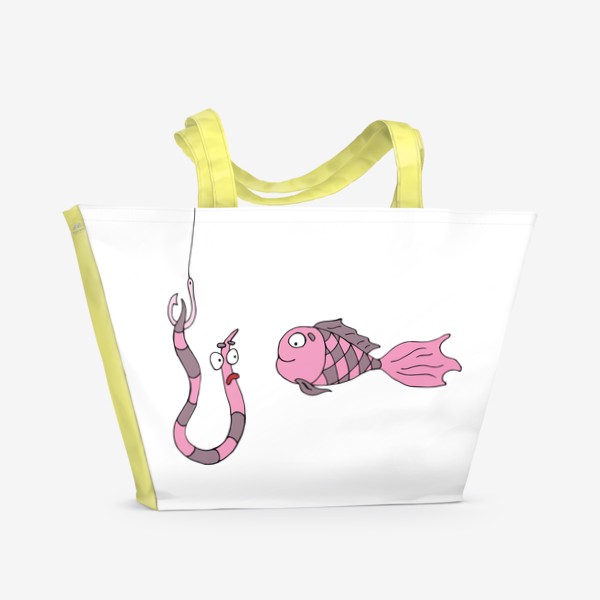 Пляжная сумка «Розовая рыбка на рыбалке. »