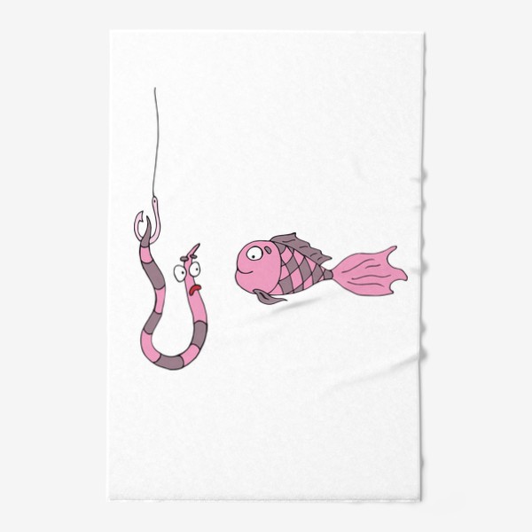 Полотенце &laquo;Розовая рыбка на рыбалке. &raquo;