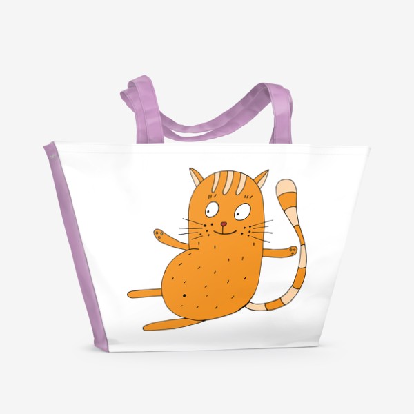 Пляжная сумка «Круглый кот сидит. Смешные коты.»