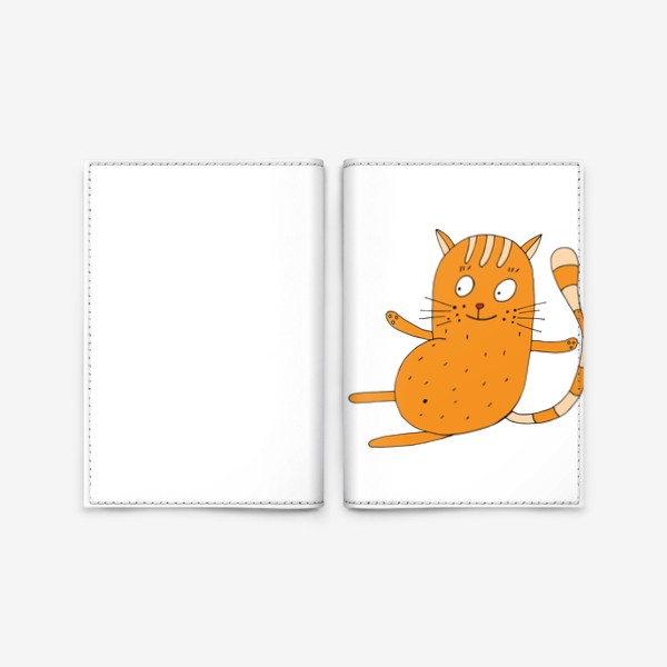 Обложка для паспорта «Круглый кот сидит. Смешные коты.»