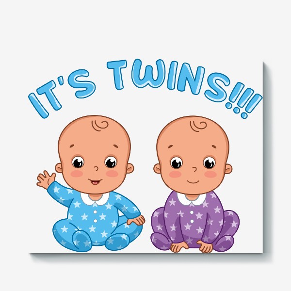Холст «Это близнецы! Мультяшные младенцы. Рождение ребенка»