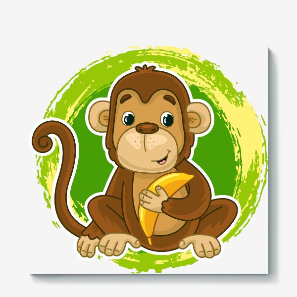 Холст «Мультяшная обезьяна с бананом»