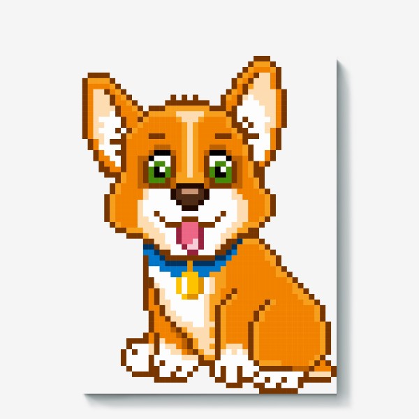 Холст «Пиксельный корги. Собака. Пиксель арт»
