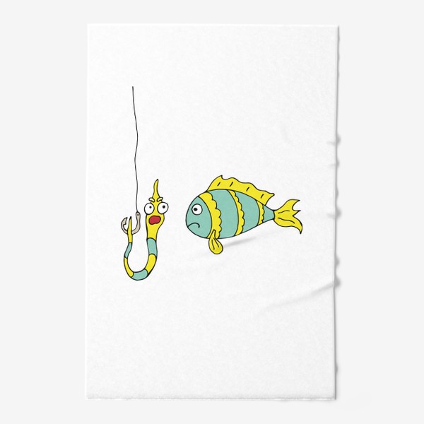 Полотенце «Голубая рыбка на рыбалке. Рыбалка, хобби, увлечение»