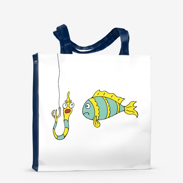 Сумка-шоппер «Голубая рыбка на рыбалке. Рыбалка, хобби, увлечение»