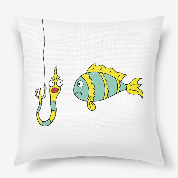 Подушка «Голубая рыбка на рыбалке. Рыбалка, хобби, увлечение»