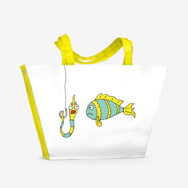 Пляжная сумка «Голубая рыбка на рыбалке. Рыбалка, хобби, увлечение»