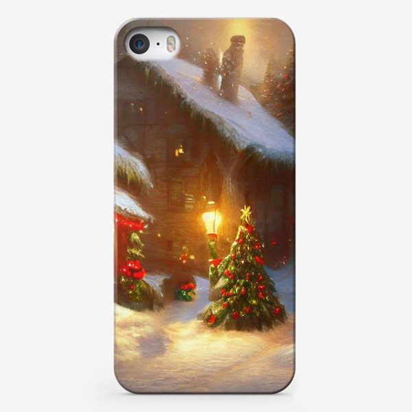 Чехол iPhone «Уютный сельский коттедж, засыпанный снегом»