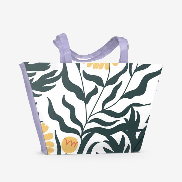 Пляжная сумка «Паттерн с желтыми растениями / Pattern with yellow plants»
