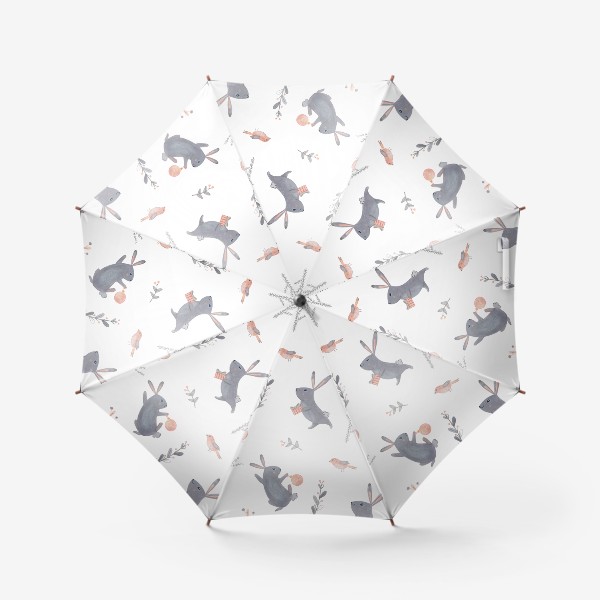 Зонт «Милый бесшовный паттерн с новогодними кроликами, веточками и подарками»