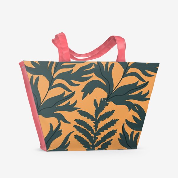 Пляжная сумка «Листья на охристом фоне / Leaves on ocher background»
