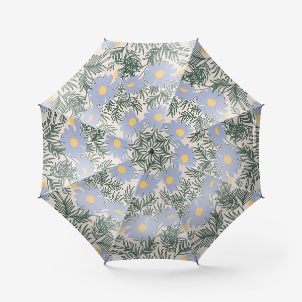 Зонт «Паттерн с голубыми цветами / Pattern with blue flowers»