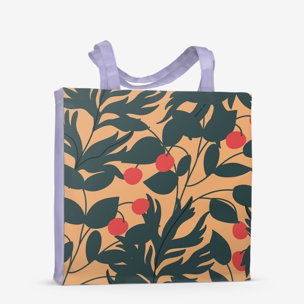 Сумка-шоппер «Красные ягоды на охристом фоне / Red berries on ocher background»