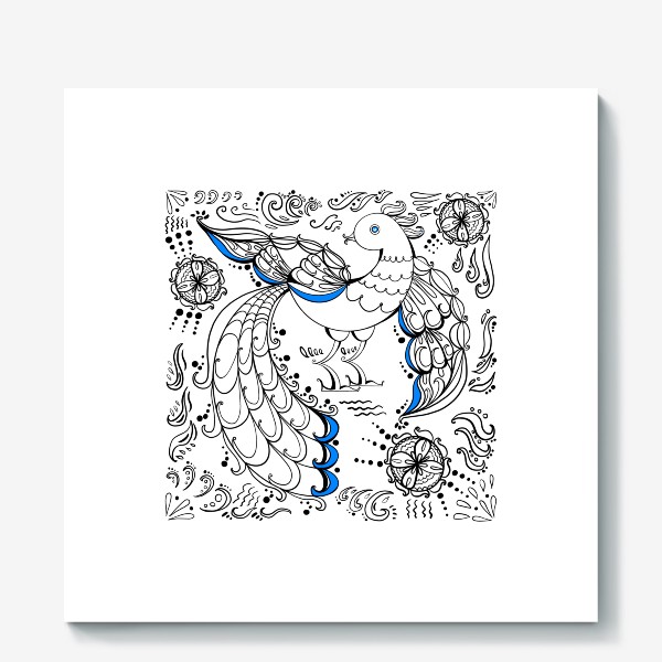 Холст &laquo;Сказочная птица с синим оперением &raquo;