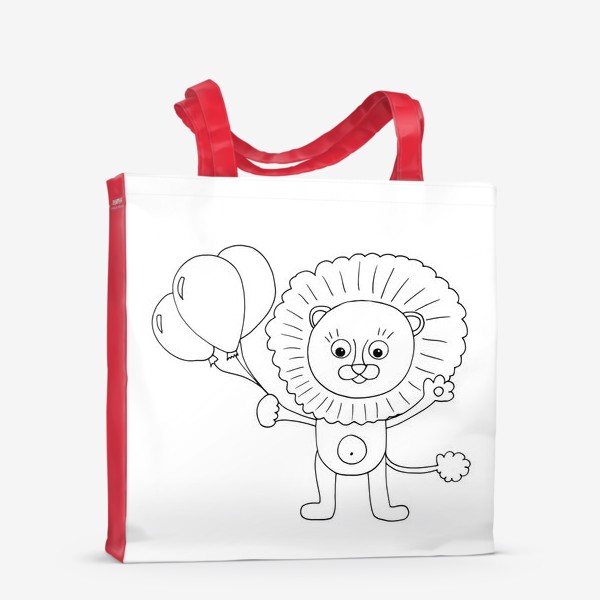 Сумка-шоппер «лев с шариками. милый детский праздничный принт»