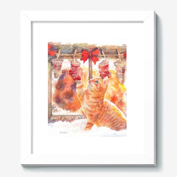 Картина &laquo;Котенок рыжий ,новый год , новогодняя ночь ,год кота и кролика &raquo;