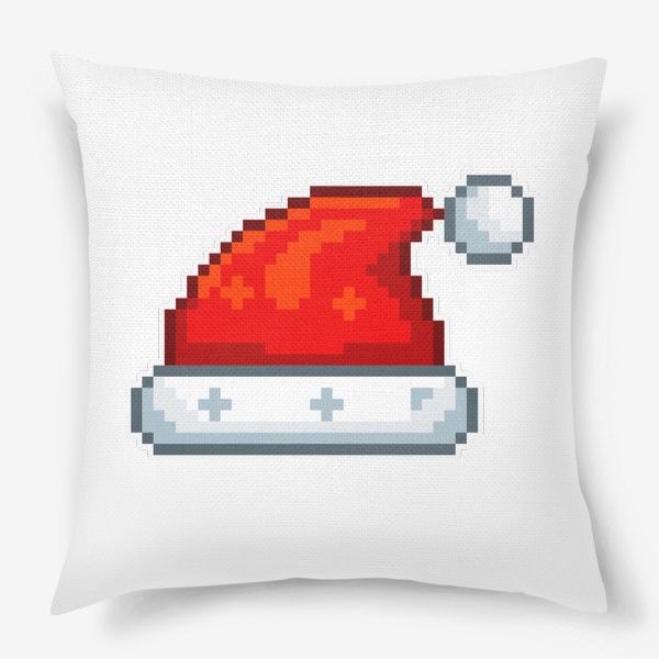 Подушка «Пиксельный колпак Санта Клауса. Пиксель Арт. Новый год»
