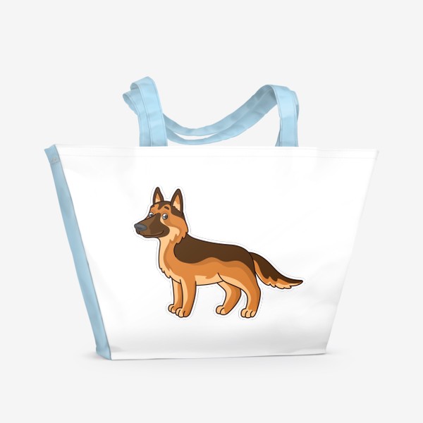 Пляжная сумка «Мультяшная овчарка. Собака»