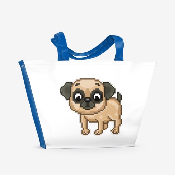 Пляжная сумка «Пиксельный мопс. Собака Пиксель Арт»