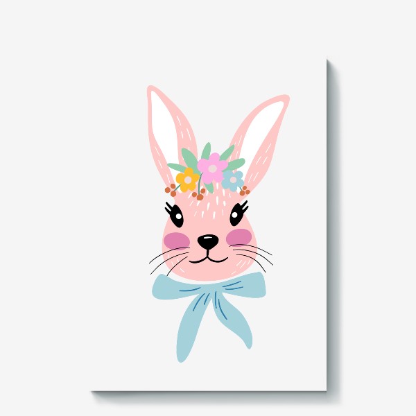 Холст «Милый розовый кролик»