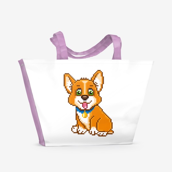 Пляжная сумка «Пиксельный корги. Собака. Пиксель арт»
