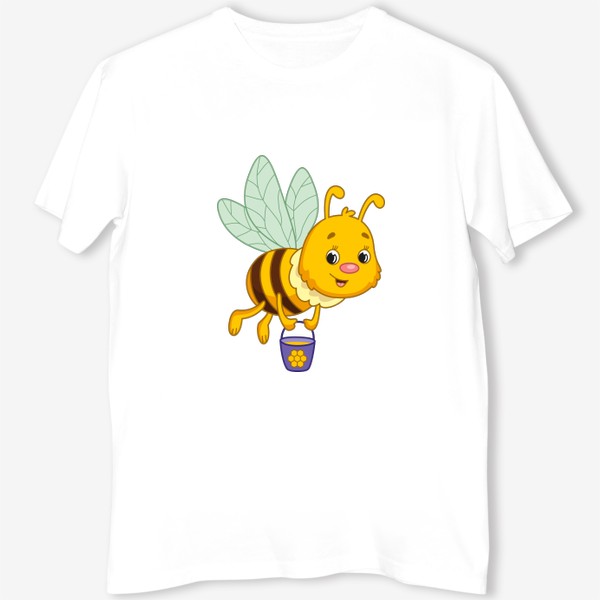 Футболка «Мультяшная пчела с ведёрком мёда»