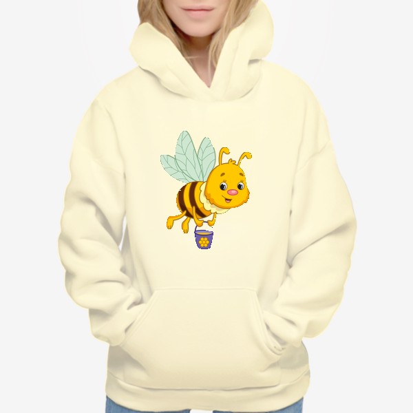 Худи «Мультяшная пчела с ведёрком мёда»