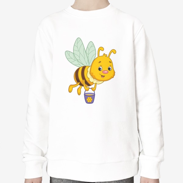 Свитшот «Мультяшная пчела с ведёрком мёда»