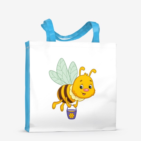 Сумка-шоппер «Мультяшная пчела с ведёрком мёда»