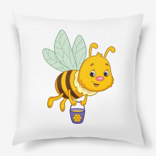 Подушка «Мультяшная пчела с ведёрком мёда»