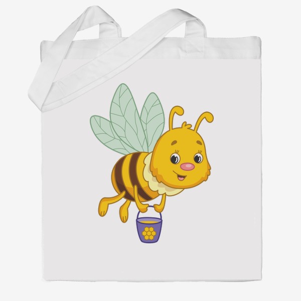 Сумка хб «Мультяшная пчела с ведёрком мёда»