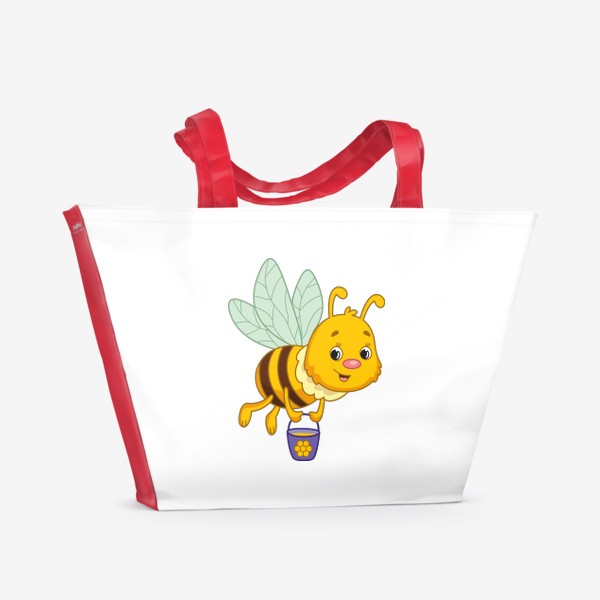 Пляжная сумка «Мультяшная пчела с ведёрком мёда»