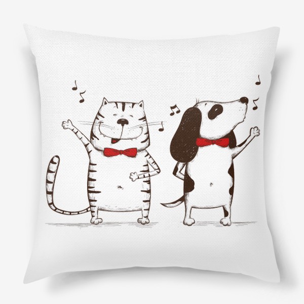 Подушка «Собака и кот поют»
