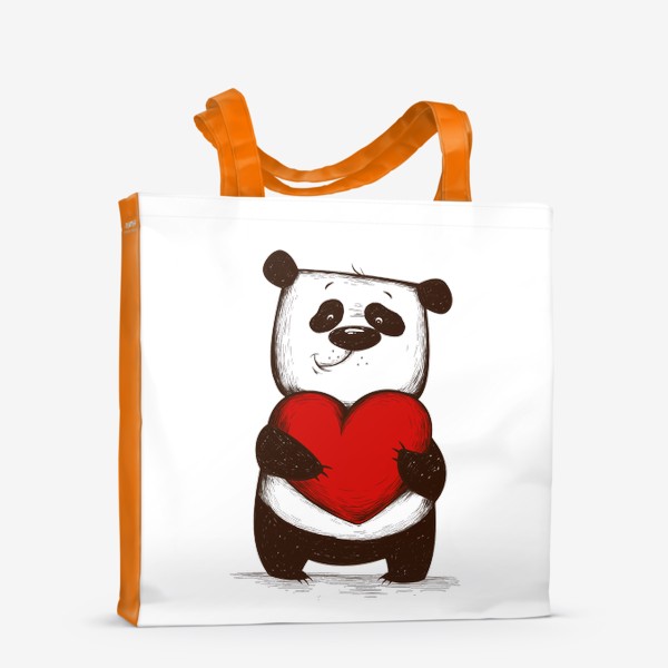 Сумка-шоппер «Мультяшный панда с сердцем»