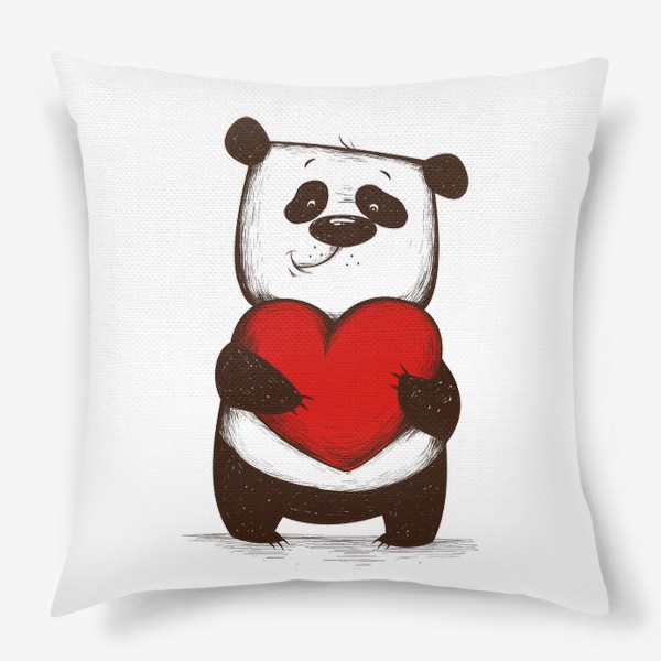 Подушка &laquo;Мультяшный панда с сердцем&raquo;
