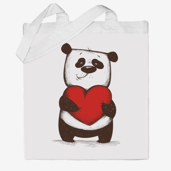 Сумка хб «Мультяшный панда с сердцем»