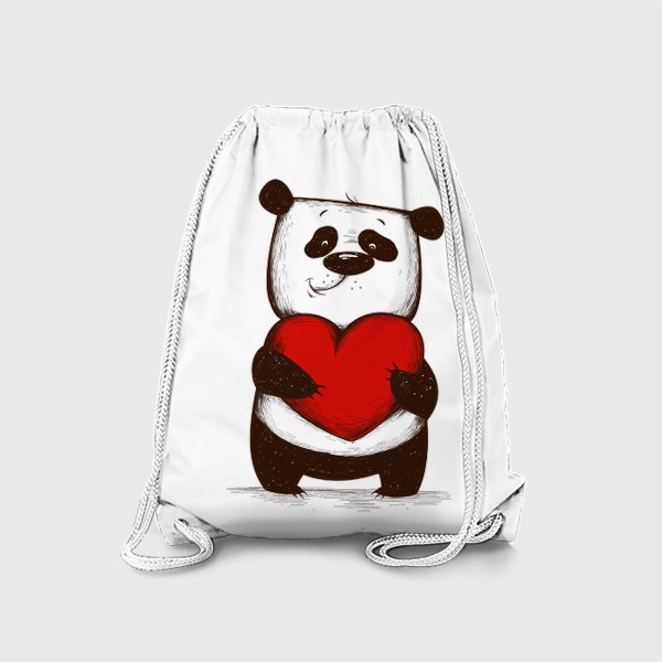 Рюкзак «Мультяшный панда с сердцем»