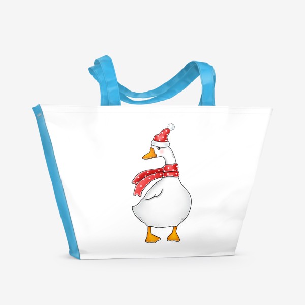Пляжная сумка «Гусь новогодний в шарфе»