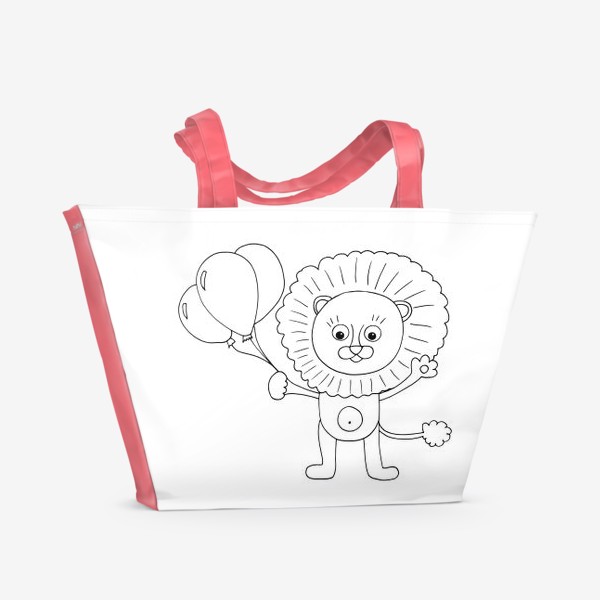 Пляжная сумка «лев с шариками. милый детский праздничный принт»