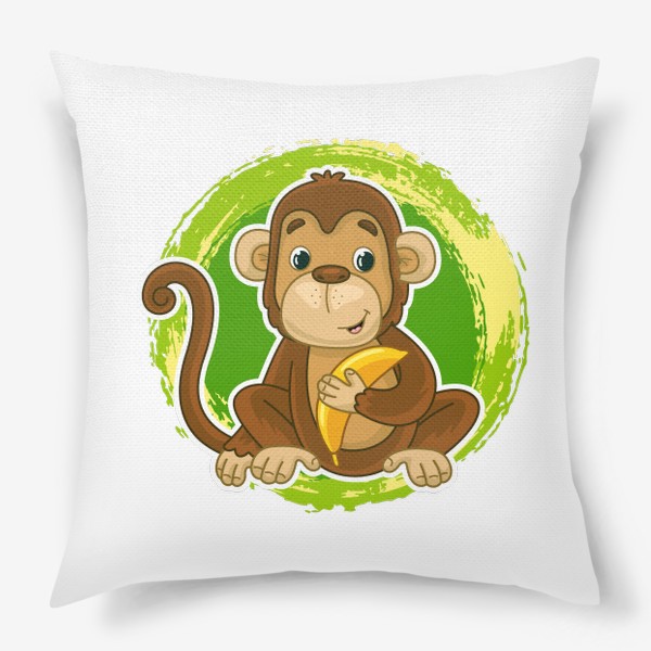 Подушка «Мультяшная обезьяна с бананом»