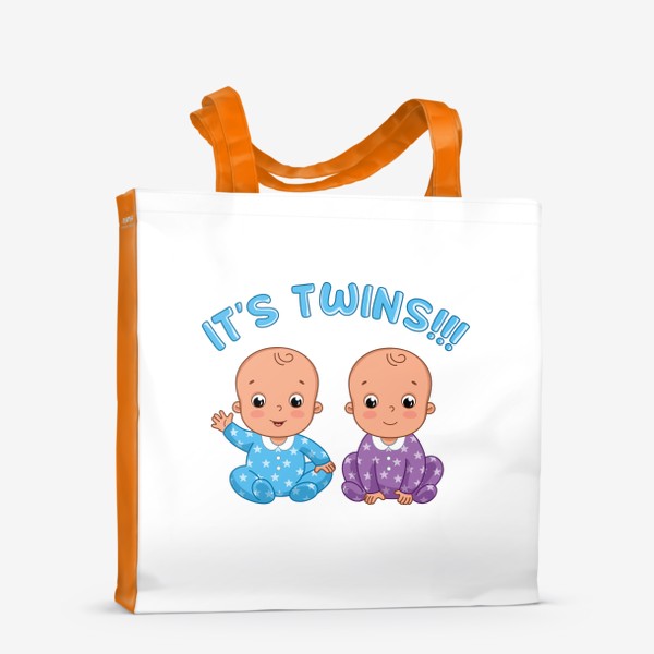 Сумка-шоппер «Это близнецы! Мультяшные младенцы. Рождение ребенка»
