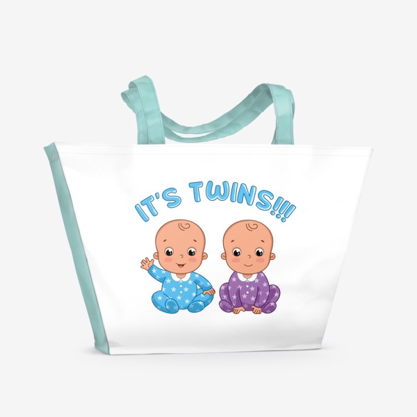 Пляжная сумка &laquo;Это близнецы! Мультяшные младенцы. Рождение ребенка&raquo;