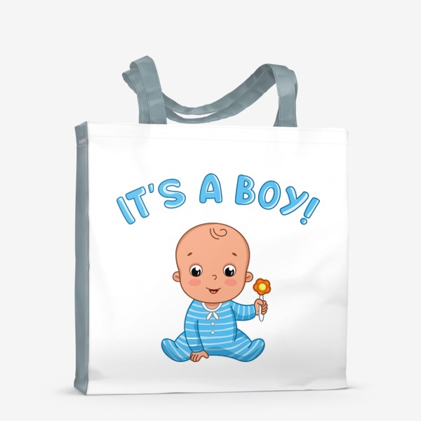 Сумка-шоппер «Это мальчик! Мультяшный младенец. Рождение ребенка»