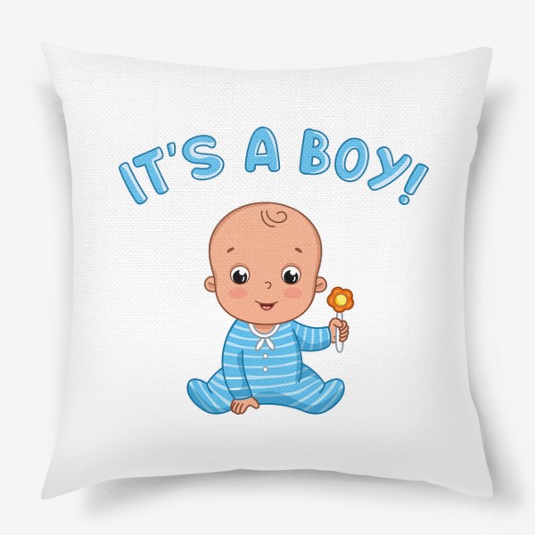 Подушка «Это мальчик! Мультяшный младенец. Рождение ребенка»