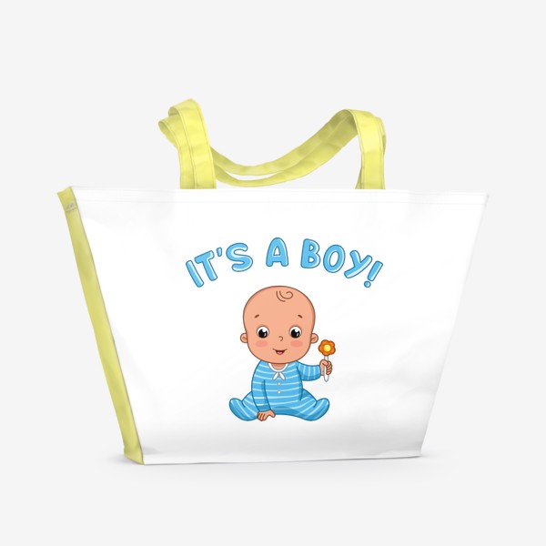 Пляжная сумка «Это мальчик! Мультяшный младенец. Рождение ребенка»