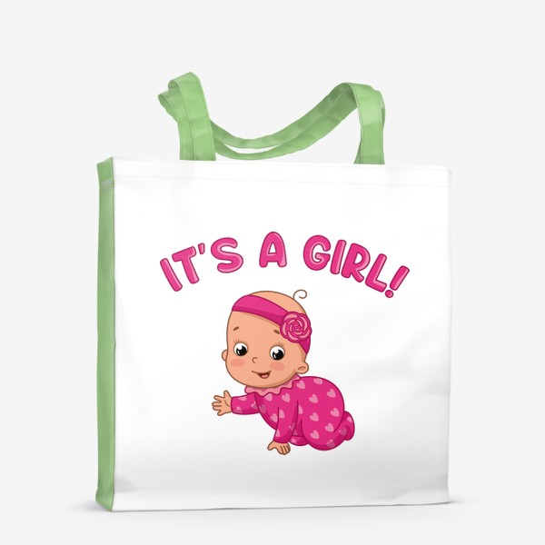 Сумка-шоппер «Это девочка! Мультяшный младенец. Рождение ребёнка»