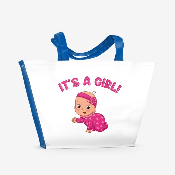 Пляжная сумка «Это девочка! Мультяшный младенец. Рождение ребёнка»