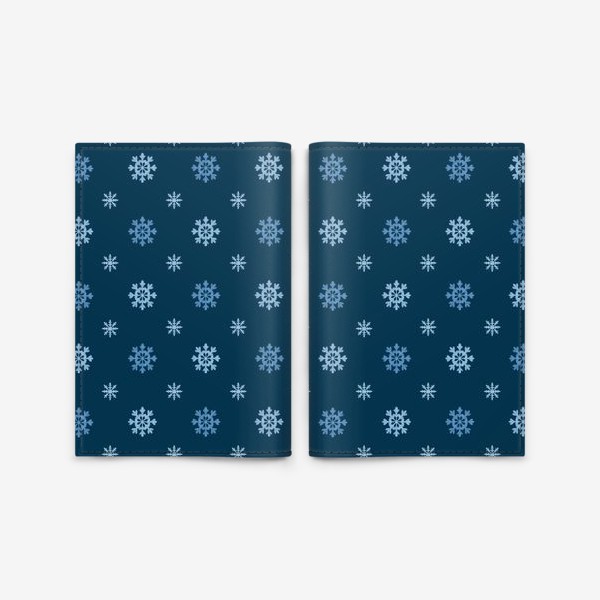 Обложка для паспорта «Снежинки на тёмном синем фоне»